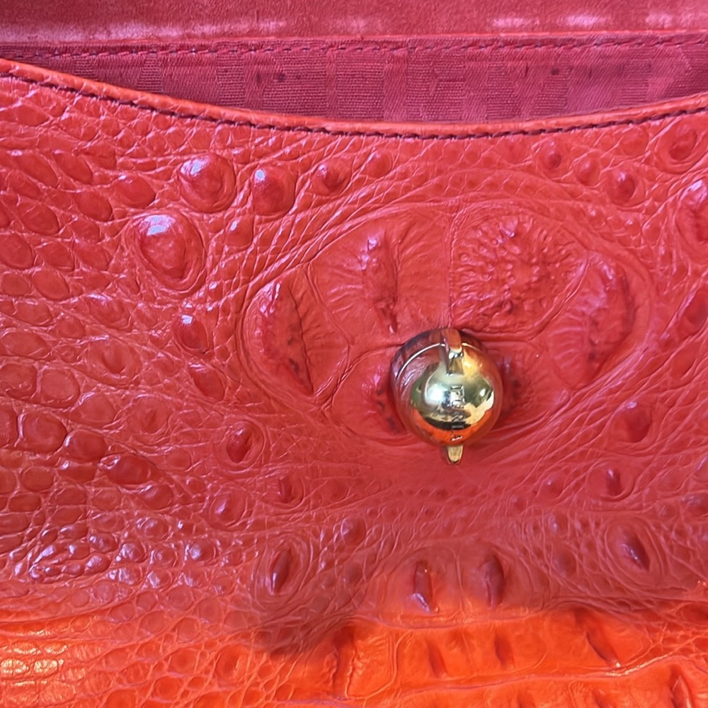 Furla Red Genuine Crocodile Leather Satchel Purse - Picture 6 of 6